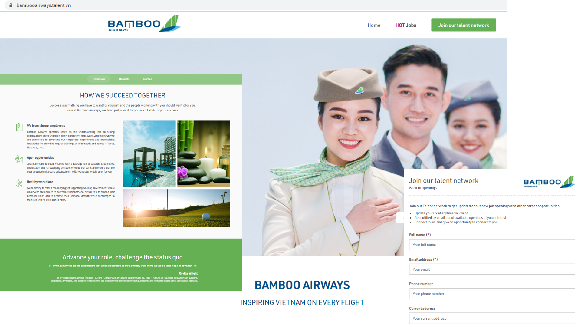 Mẫu website tuyển dụng BamBoo Airways