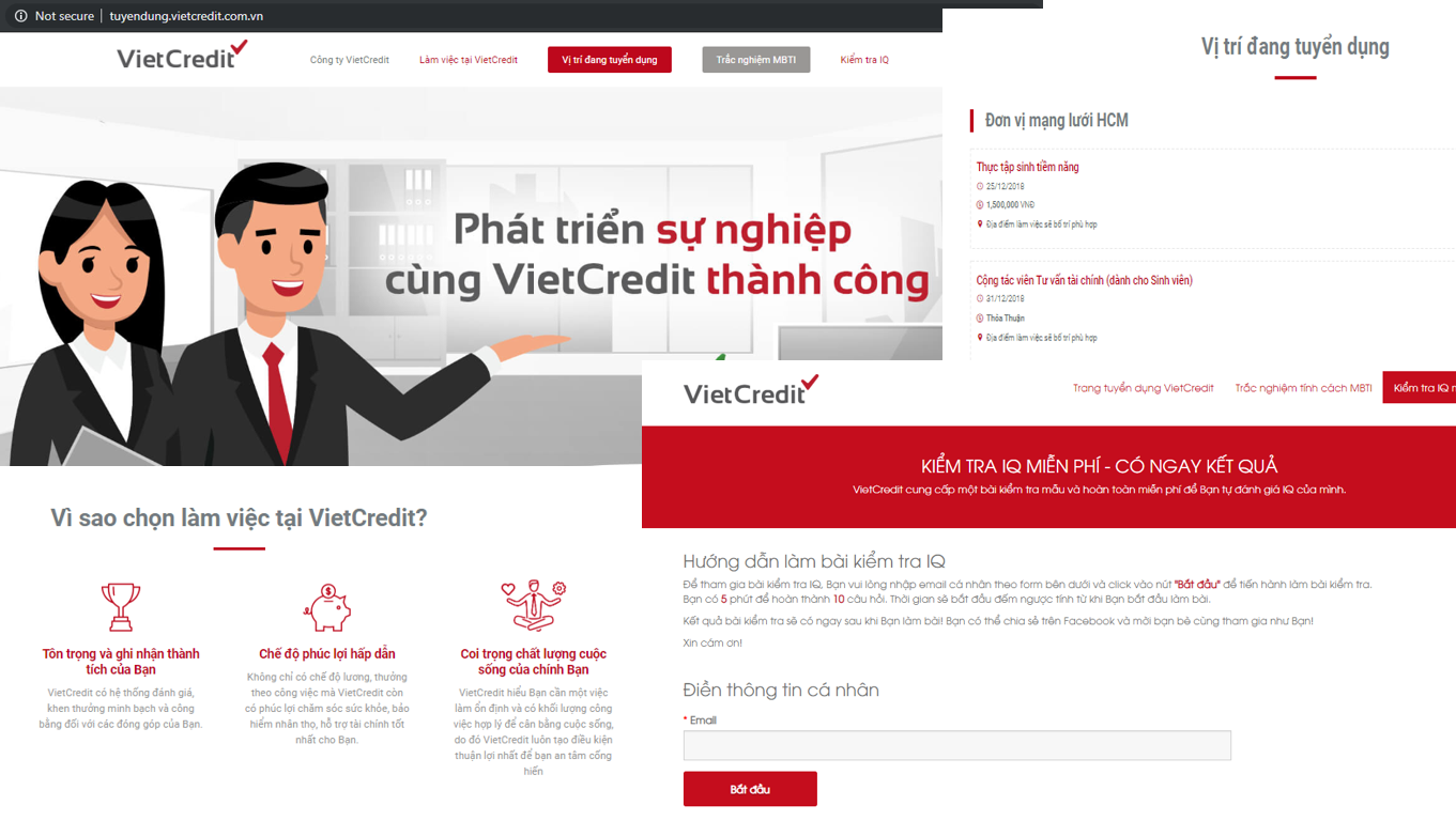 Ý tưởng website tuyển dụng Vietcredit