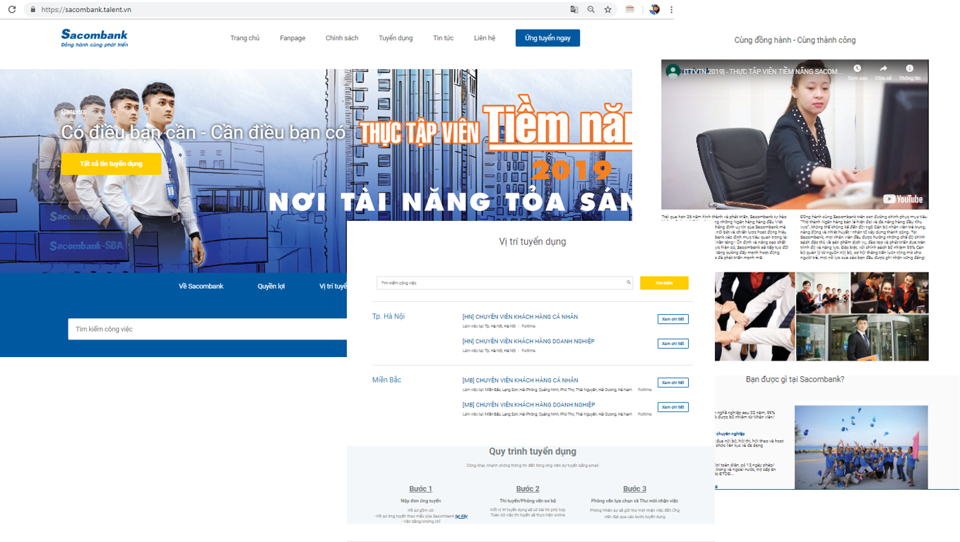 Website tuyển dụng Sacombank