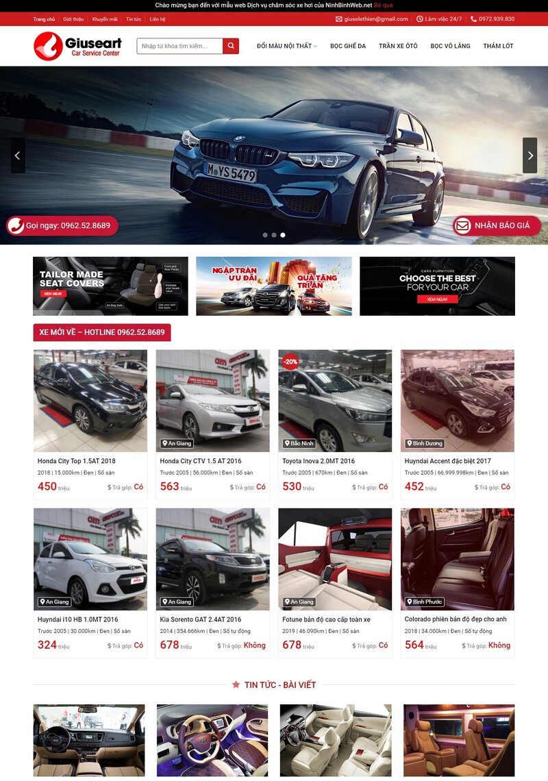 mẫu thiết kế website ô tô