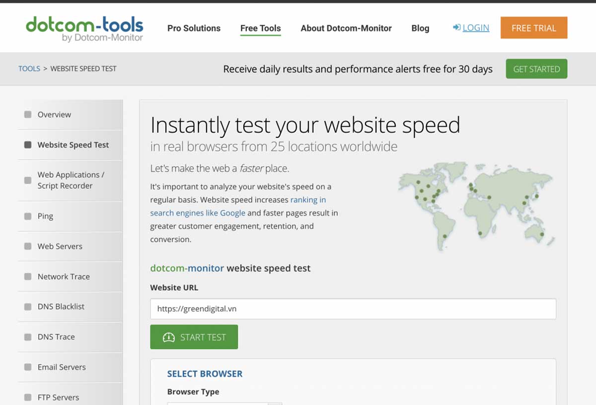 Dotcom Monitor - Kiểm tra tốc độ website chuẩn